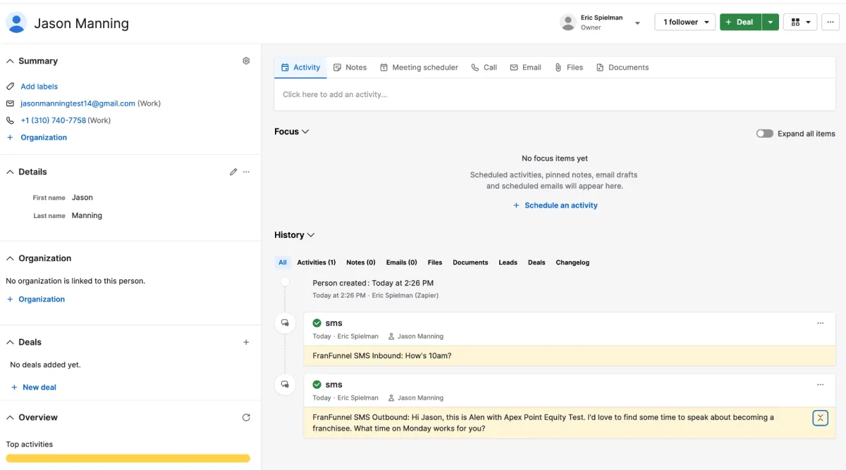 FranFunnel integrated with Pipedrive