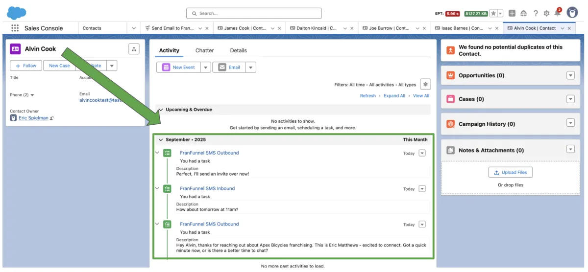 FranFunnel integrated with Salesforce